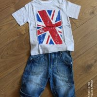 Маркови къси дънки и тениска за момче, снимка 3 - Детски къси панталони - 45421130