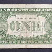 Банкнота 3 . САЩ. Долар . 1 долар . Син печат . 1957 В година., снимка 2 - Нумизматика и бонистика - 44967826