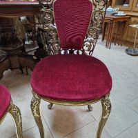 Страхотни много красиви антикварни испански столове месинг и плюш , снимка 3 - Антикварни и старинни предмети - 45540049