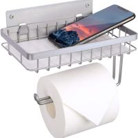 Държач за тоалетна хартия с рафт Полиран хром, SUS 304 Неръждаема стомана , снимка 1 - Други стоки за дома - 45136637