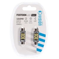 Диод Крушка VISION Festoon SV8.5 41 mm 12/24V 12x 2016 SMD LED, CANBUS, бяла, 2 бр. 83208, #10000562, снимка 3 - Аксесоари и консумативи - 45110535