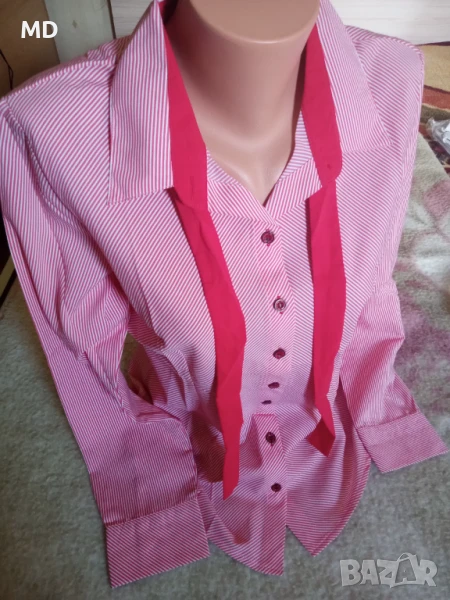 Дамска риза червено бяло райе , снимка 1