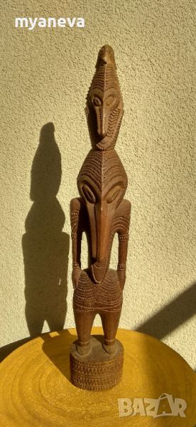 Шаманска дърворезба от Перу с богата орнаментика. , снимка 1