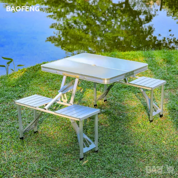 * Нови от ВНОСИТЕЛ Алуминиева сгъваема маса с 4 стола за пикник ,85x67x67 см тип куфар, снимка 1