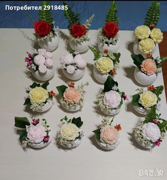 Аранжировка от ароматни сапуни и гипсокерамична кашпа!, снимка 1