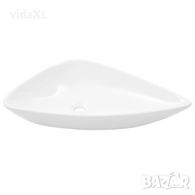 vidaXL Керамична мивка, бяла, триъгълна, 645x455x115 мм（SKU:142997, снимка 1