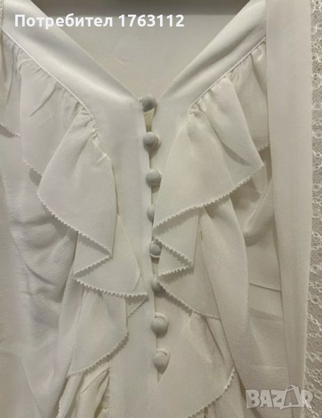 Бяла копринена луксозна блуза The Kooples, размер S-M, снимка 1