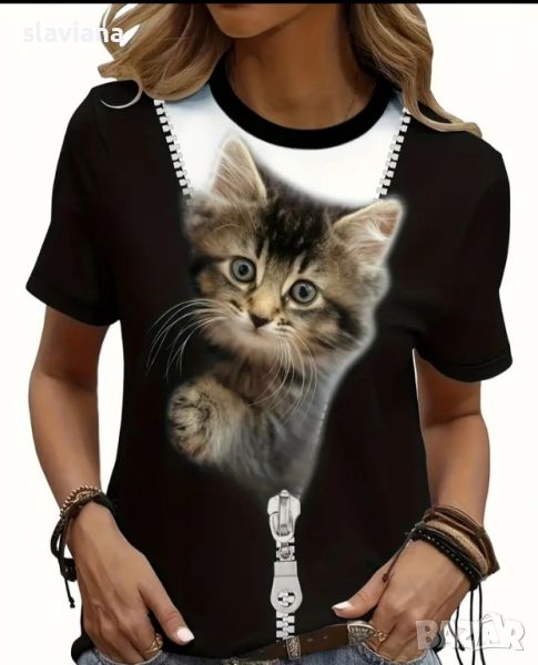 Дамски 3Де тениски с коте , снимка 1
