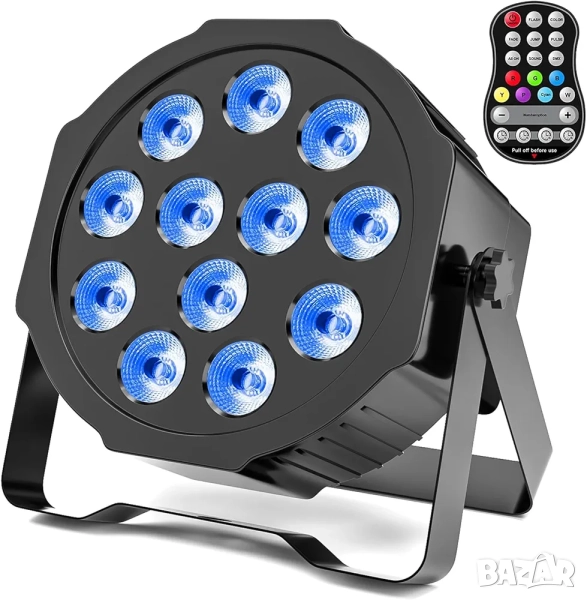 Презареждаем диско RGBW LED прожектор с DMX, 24W, дистанционно, 5500mAh батерия , снимка 1