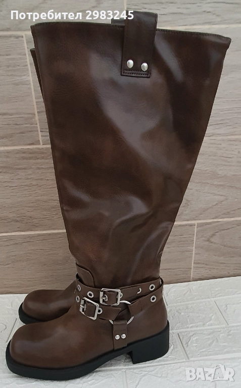 Дамски тъмнокафяви ботуши, снимка 1
