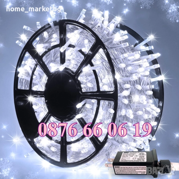 Коледни лампички 100 метра на макара, бяла светлина, водоустойчиви, снимка 1