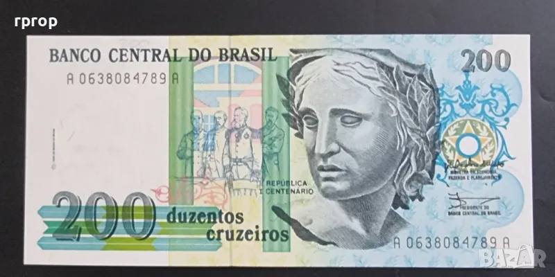 
Бразилия.
200 крузейро.
1990 година.
UNC., снимка 1