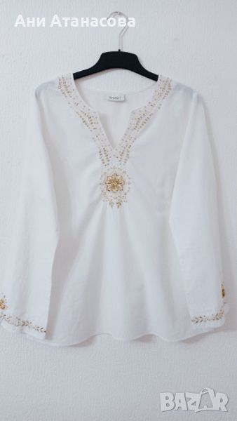Бяла блуза с бродерия , снимка 1