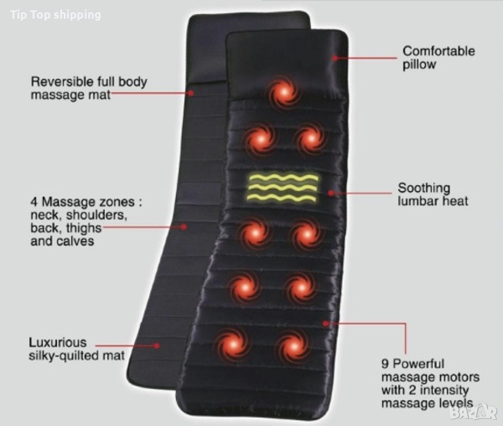 Масажен дюшек, с 9 мотора – за релаксация и цялостен масаж на тялото, снимка 1
