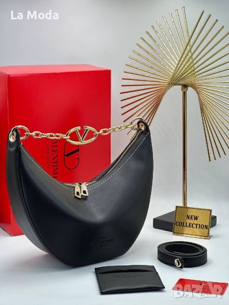 Дамска чанта Valentino черна със златни елементи реплика, снимка 1