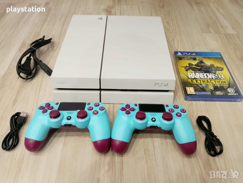 Playstation 4 бЯЛ с два нови контролера Blue Berry, снимка 1