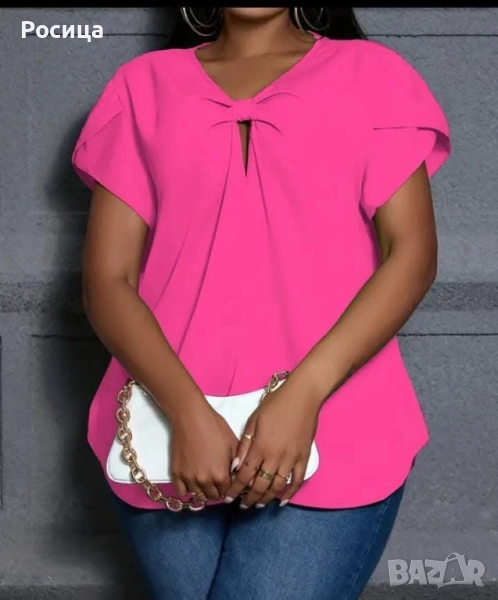 Дамска блуза с къс ръкав размер 2ХЛ нова в розово , снимка 1