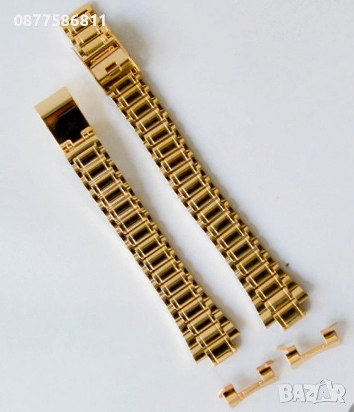 НОВА ЗЛАТИСТА ВЕРИЖКА ЗА ЧАСОВНИК ИЗВИТИ НАКРАЙНИЦИ.ЖЪЛТИ ВЕРИЖКИ ЗА ЧАСОВНИЦИ С ИЗВИТИ ПЛАСТИНИ, снимка 1