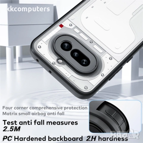 PC+TPU Калъф за Nothing Phone (4a) - Шокоустойчив, Повдигнат ръб за камера, Прозрачен, снимка 2 - Калъфи, кейсове - 54087459