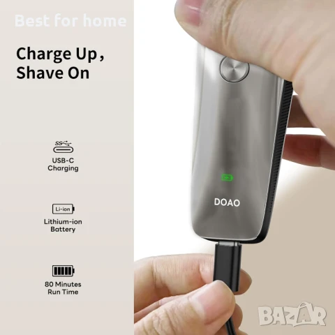  ‎ DOAO  2 в 1 водоустойчива, безжична ,ротационна самобръсначка за брада, снимка 6 - Електрически самобръсначки - 50916520
