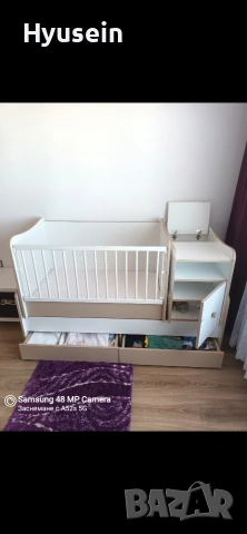 Комбинирано бебешко легло-люлка с шкаф и чекмеджета 3в1