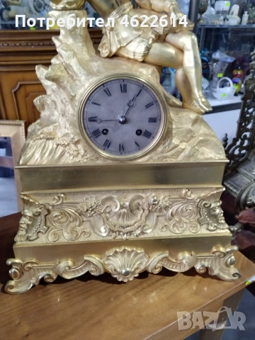 СТАР ФРЕНСКИ ЧАСОВНИК ПОЗЛАТЕН , снимка 4 - Антикварни и старинни предмети - 53629139