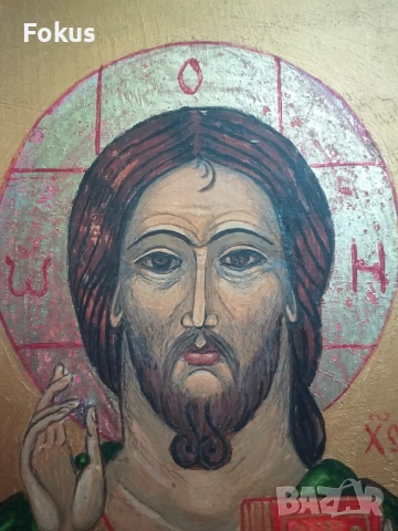 Стара ръчно рисувана икона в отлично състояние Исус Христос