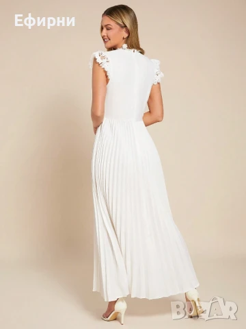 Дълга бяла рокля, Официална бяла рокля, Бяла дантелена рокля, Дълга рокля с дантела, Бяла рокля дант, снимка 2 - Рокли - 51088493