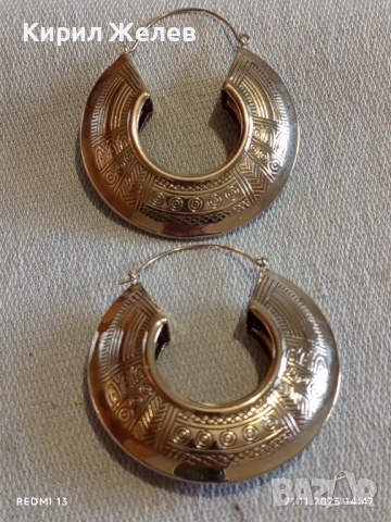 ГОЛЕМИ ОБЕЦИ в РЕТРО КРЕОЛСКИ СТИЛ със СРЕБРИСТО ПОКРИТИЕ и АЦТЕЦКИ ДИЗАЙН 12171, снимка 7 - Обеци - 52493243