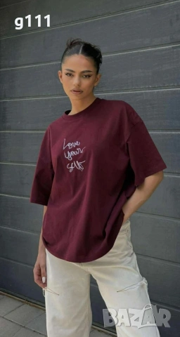 Тениска Karma в бордо и бяло, снимка 7 - Тениски - 53947629