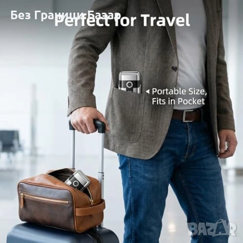 Нова Мини фолио самобръсначка 3 плаващи ножа IPX7 USB-C LED 90 минути, снимка 7 - Електрически самобръсначки - 53517899