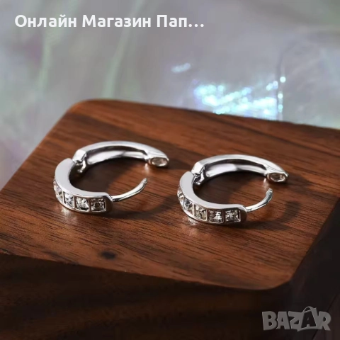 Посребрени халки с цирконий – елегантни обеци 16мм, снимка 6 - Обеци - 52340363