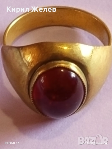 СТАРИНЕН КЛАСИЧЕСКИ ПРЪСТЕН с ГРАНАТ РЯДКО РЕТРО БИЖУ 52307, снимка 10 - Пръстени - 52544761