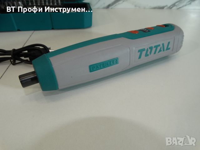 Акумулаторна отвертка TOTAL + аксесоари, 1/4", 4 V, 4 Nm, кутия, снимка 4 - Други инструменти - 46329441