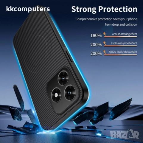 WANLONFENG Магнитен калъф за Honor X5c Plus 4G/ Honor X5c 4G- Карбонова текстура, MagSafe, 2 бр. Про, снимка 4 - Калъфи, кейсове - 52629474