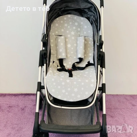 Подложка за количка - лукс сиви звезди с гръб сив капитон, снимка 1