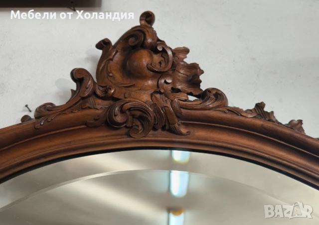 Голямо кристално огледало с дърворезба, снимка 6 - Огледала - 53099838