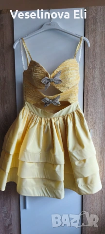 Официална пастелно жълта рокля, снимка 6 - Рокли - 53722137