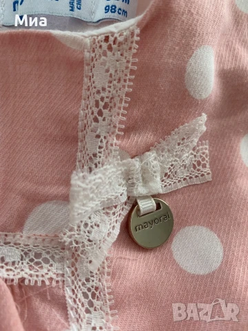 Розова рокличка на бели точки Mayoral, снимка 3 - Детски рокли и поли - 50578182