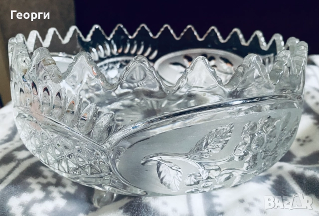 Винтидж кристални ваза/купа/фруктиера, снимка 7 - Антикварни и старинни предмети - 51986608