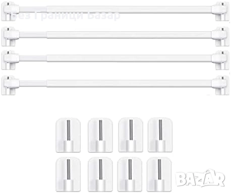 Нови Разтегателни Пердета Пръчки 30-50 см с Лепящи Куки за Прозорци и Баня