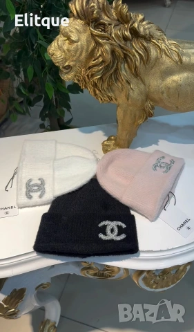 зимни пухени шапки chanel 