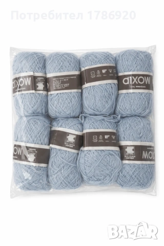 Светлосиня прежда за ръчен трикотаж