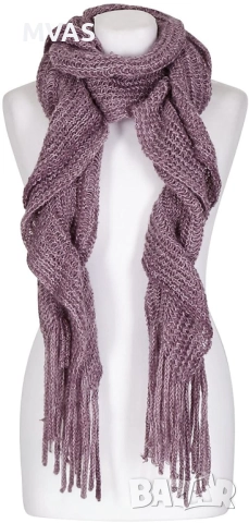 Нов  - 40% дамски плетен шал Marks & Spencer черен и розов , снимка 4 - Шалове - 52860015