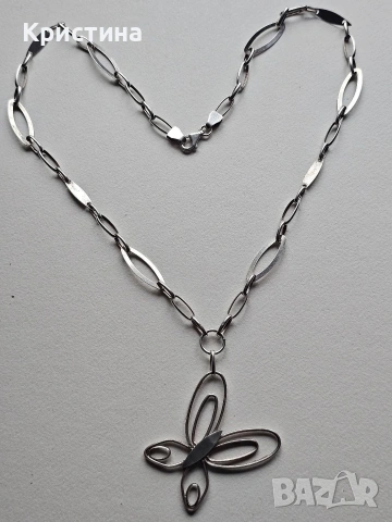 Красиво сребърно колие, снимка 3 - Колиета, медальони, синджири - 53906058