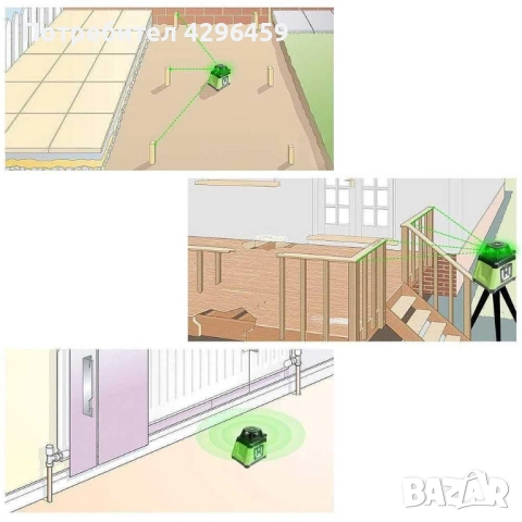 Нивелир лазерен с приемник Huepar RL200HVG, 487 м, зелен лъч, снимка 6 - Измервателни инструменти - 52398386