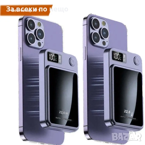 Магнитен безжичен Power Bank 10 000 mAh – супер бързо зареждане, Type-C и USB портове, снимка 2 - Безжични зарядни - 51920021