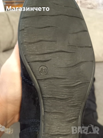 Тъмносини дамски ботуши от естествен велур, номер 39, снимка 7 - Дамски ботуши - 52455217