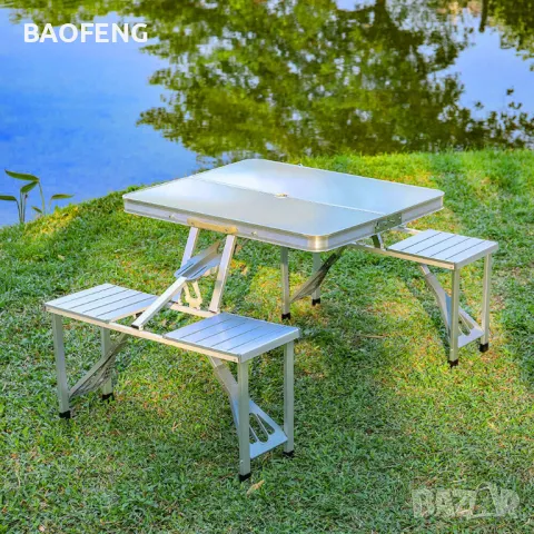 * Нови от ВНОСИТЕЛ Алуминиева сгъваема маса с 4 стола за пикник ,85x67x67 см тип куфар, снимка 1