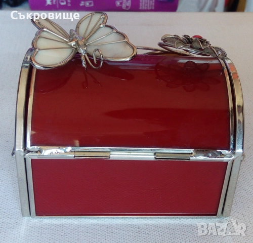 Стъклена кутия за бижута - стъкло, метал, снимка 7 - Други - 51460470